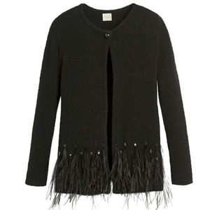 Chico's SEQUIN FEATHER CAMILLA Sweater Sz 1 Small